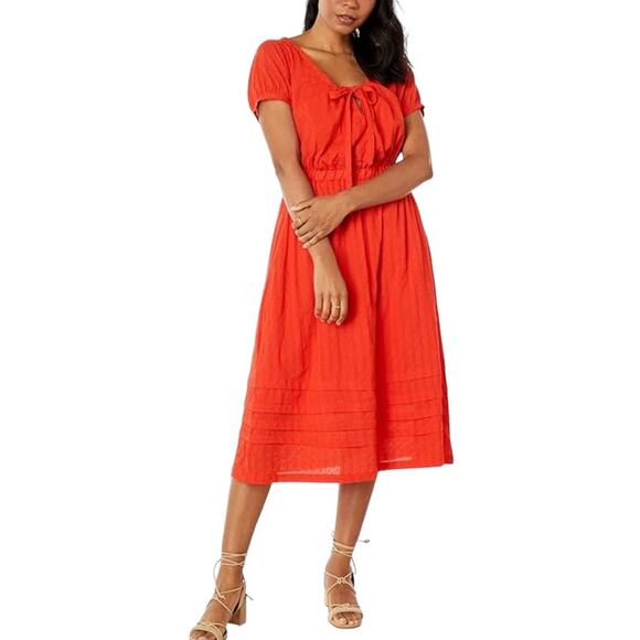 Lost + Wander Strawberry Waves Short Sleeve Red Midi Dress SMALL - Picture 9 of 9